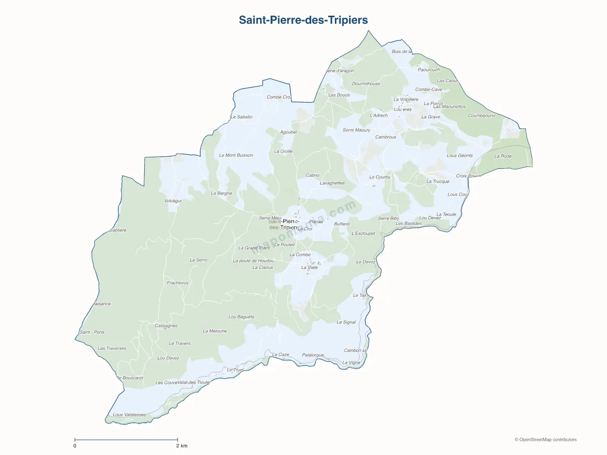 Carte de Saint-Pierre-des-Tripiers à personnaliser