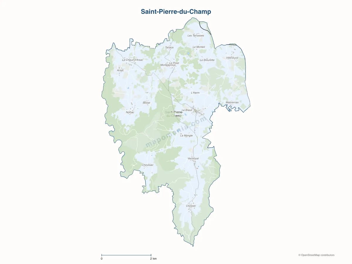 Carte de Saint-Pierre-du-Champ à personnaliser