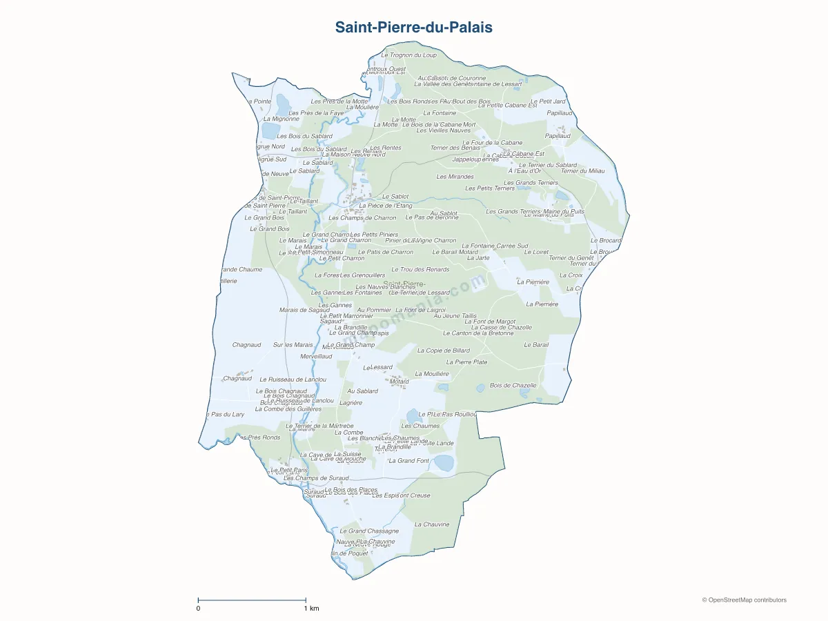 Carte de Saint-Pierre-du-Palais à personnaliser