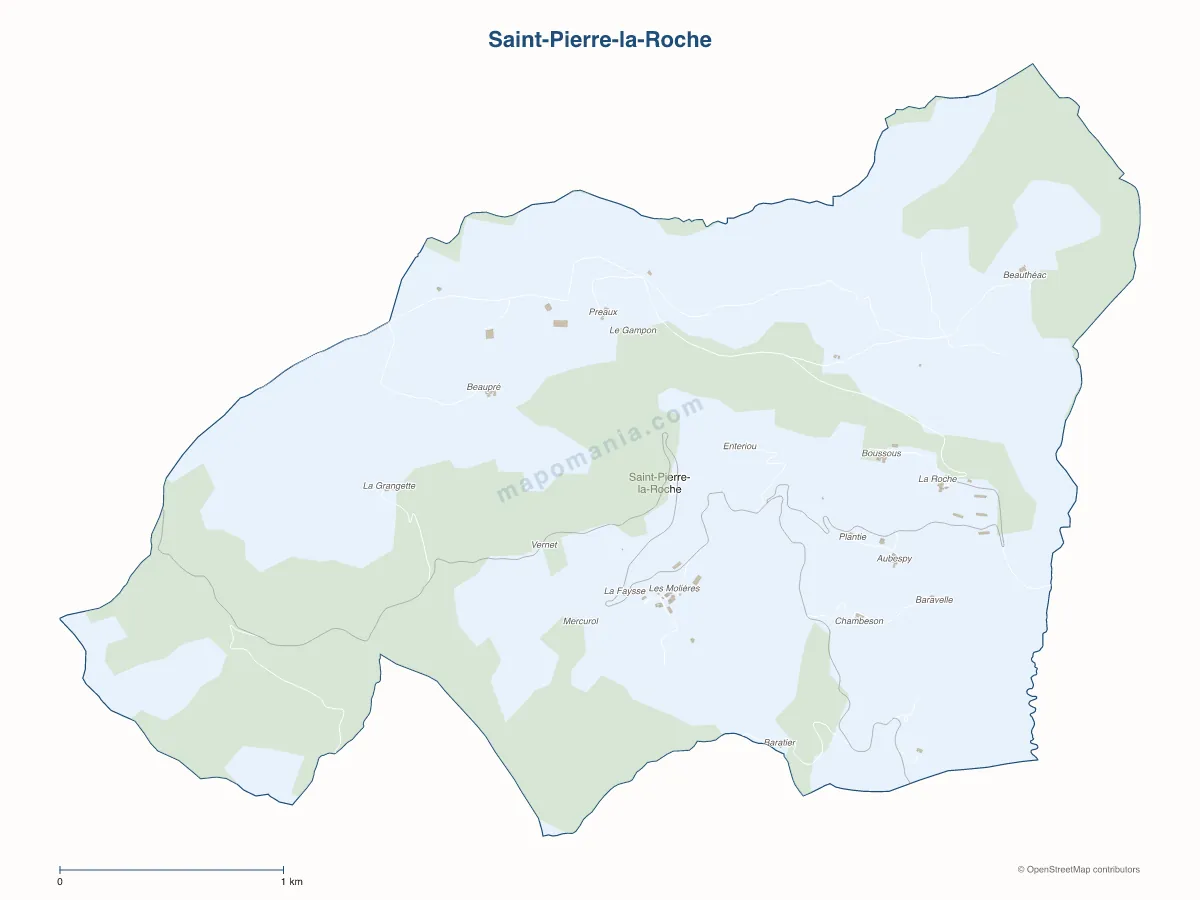 Carte de Saint-Pierre-la-Roche à personnaliser