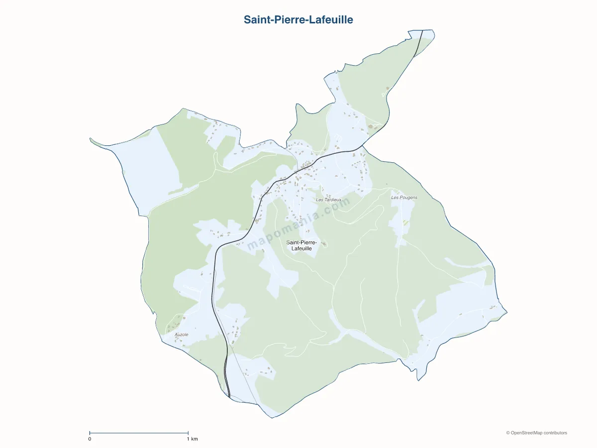 Carte de Saint-Pierre-Lafeuille à personnaliser