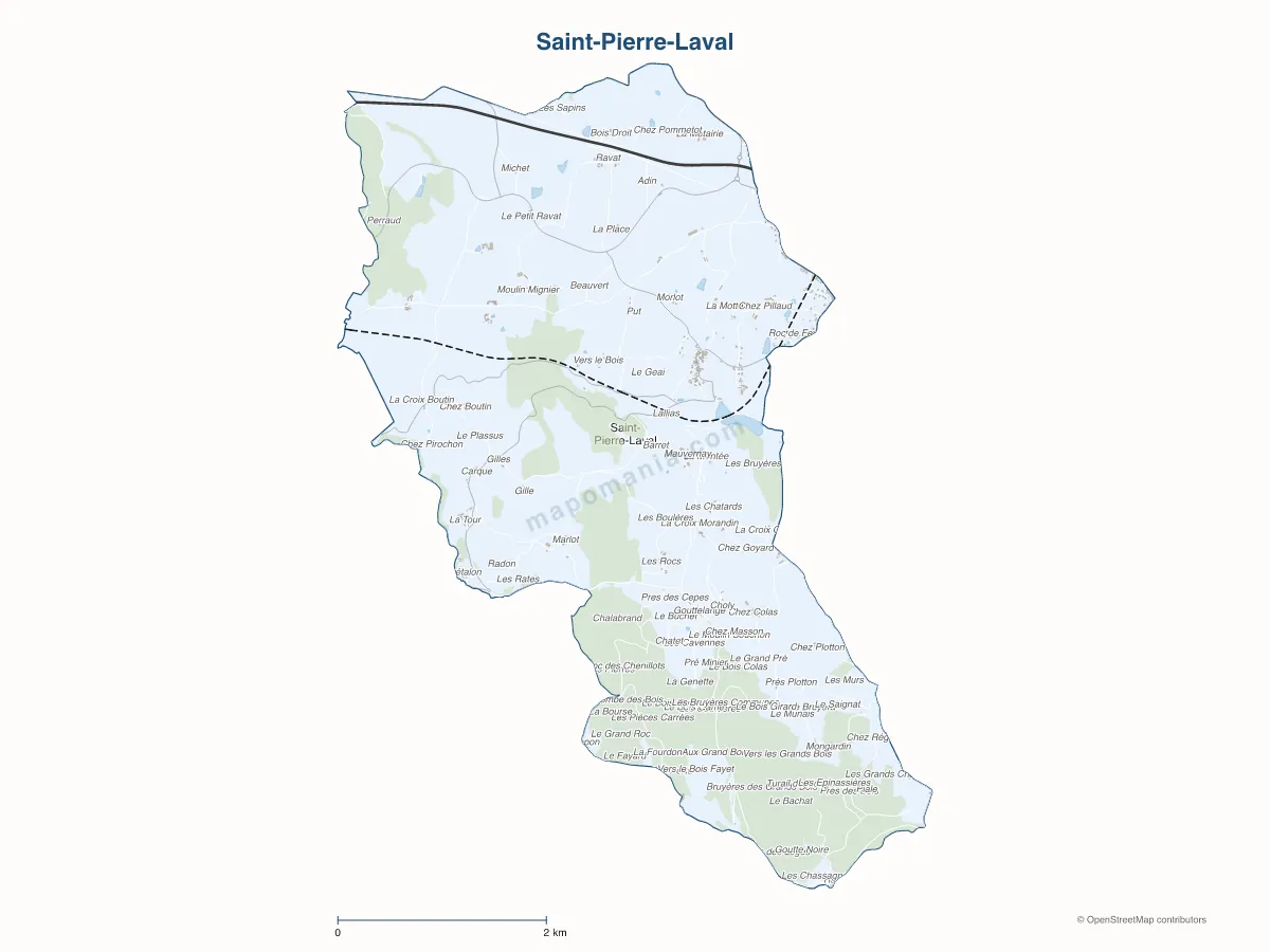 Carte de Saint-Pierre-Laval à personnaliser
