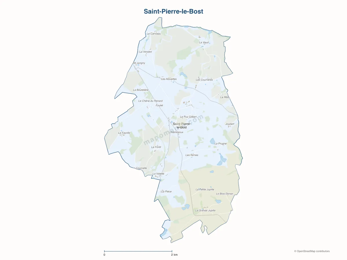 Carte de Saint-Pierre-le-Bost à personnaliser