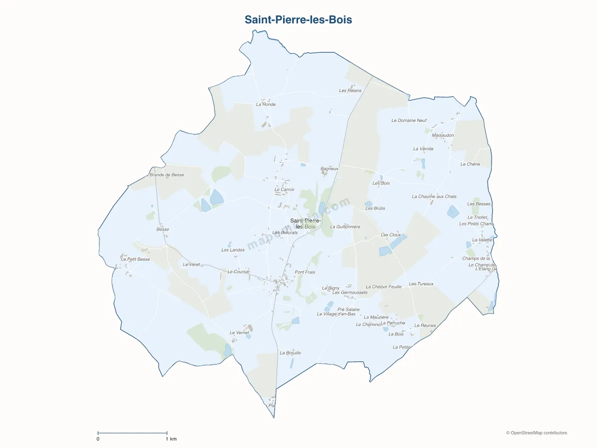 Carte de Saint-Pierre-les-Bois à personnaliser
