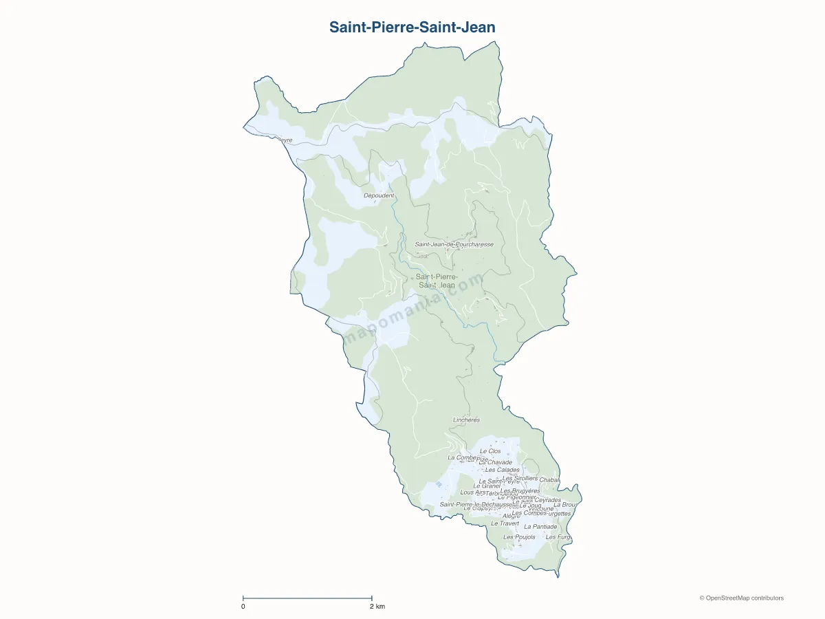 Carte de Saint-Pierre-Saint-Jean à personnaliser