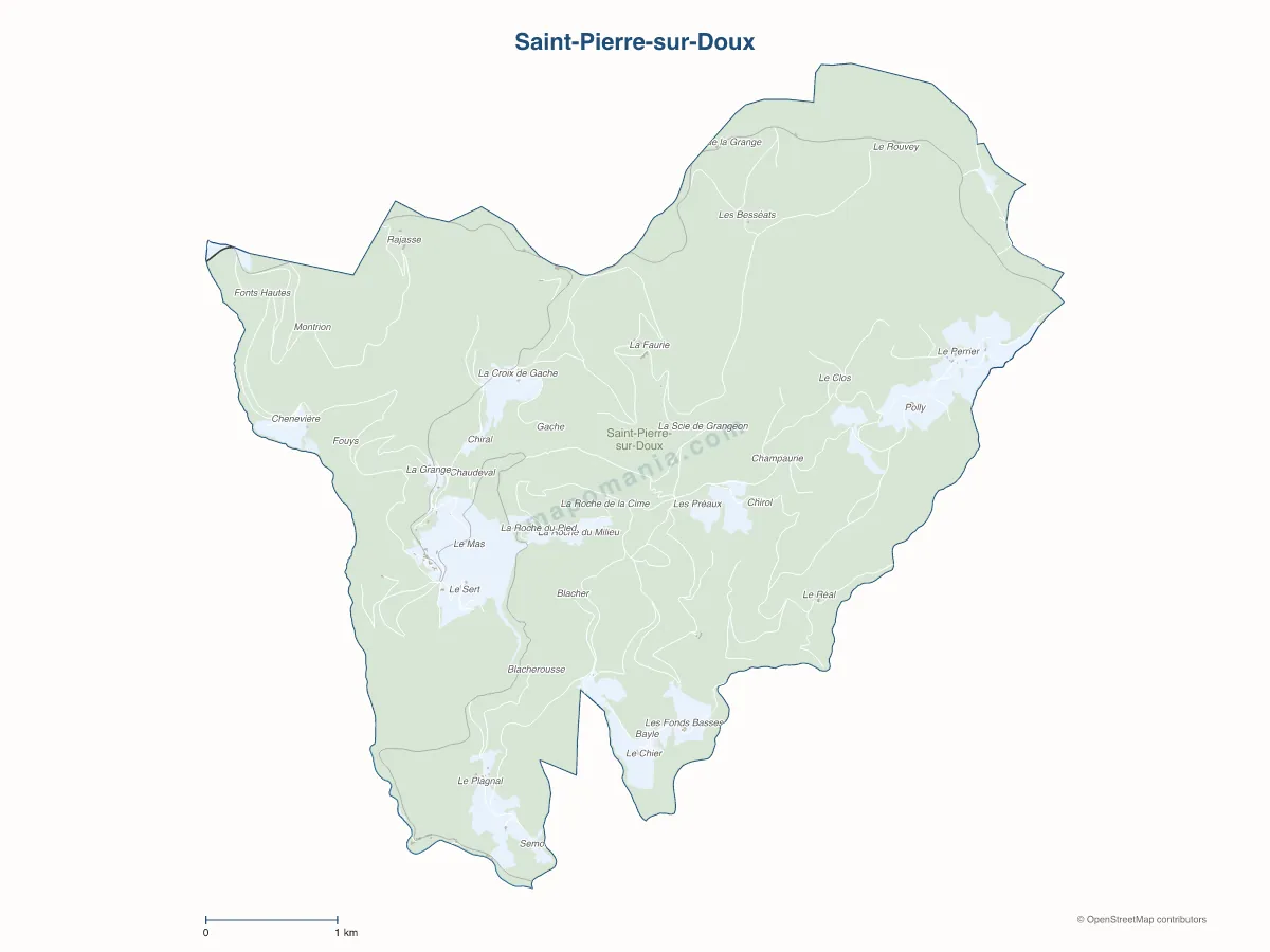 Carte de Saint-Pierre-sur-Doux à personnaliser