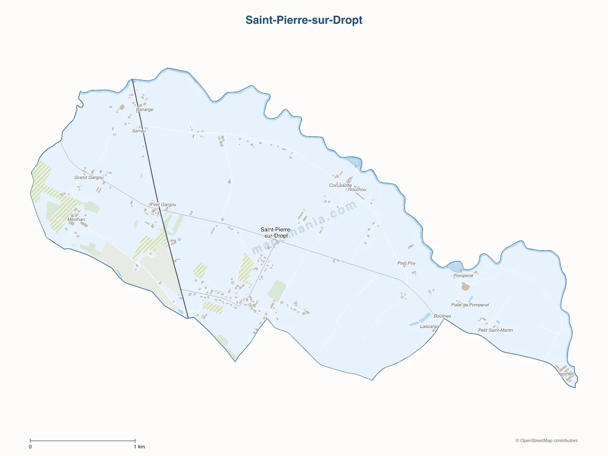 Carte de Saint-Pierre-sur-Dropt à personnaliser