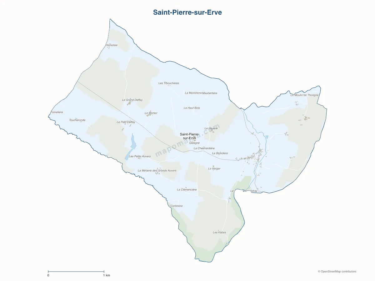 Carte de Saint-Pierre-sur-Erve à personnaliser