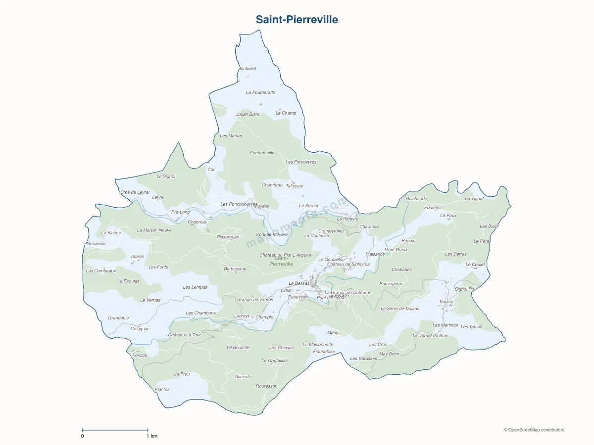 Carte de Saint-Pierreville à personnaliser