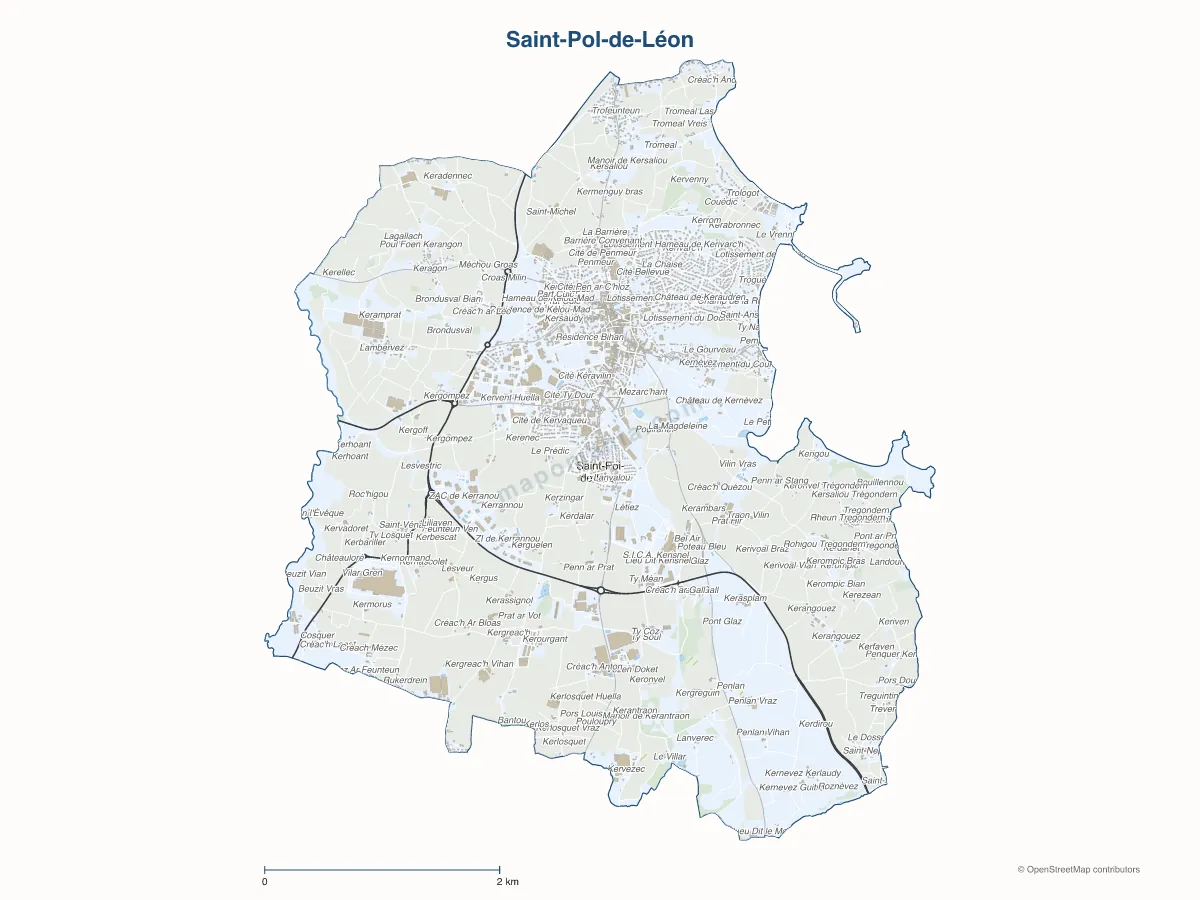 Carte de Saint-Pol-de-Léon à personnaliser