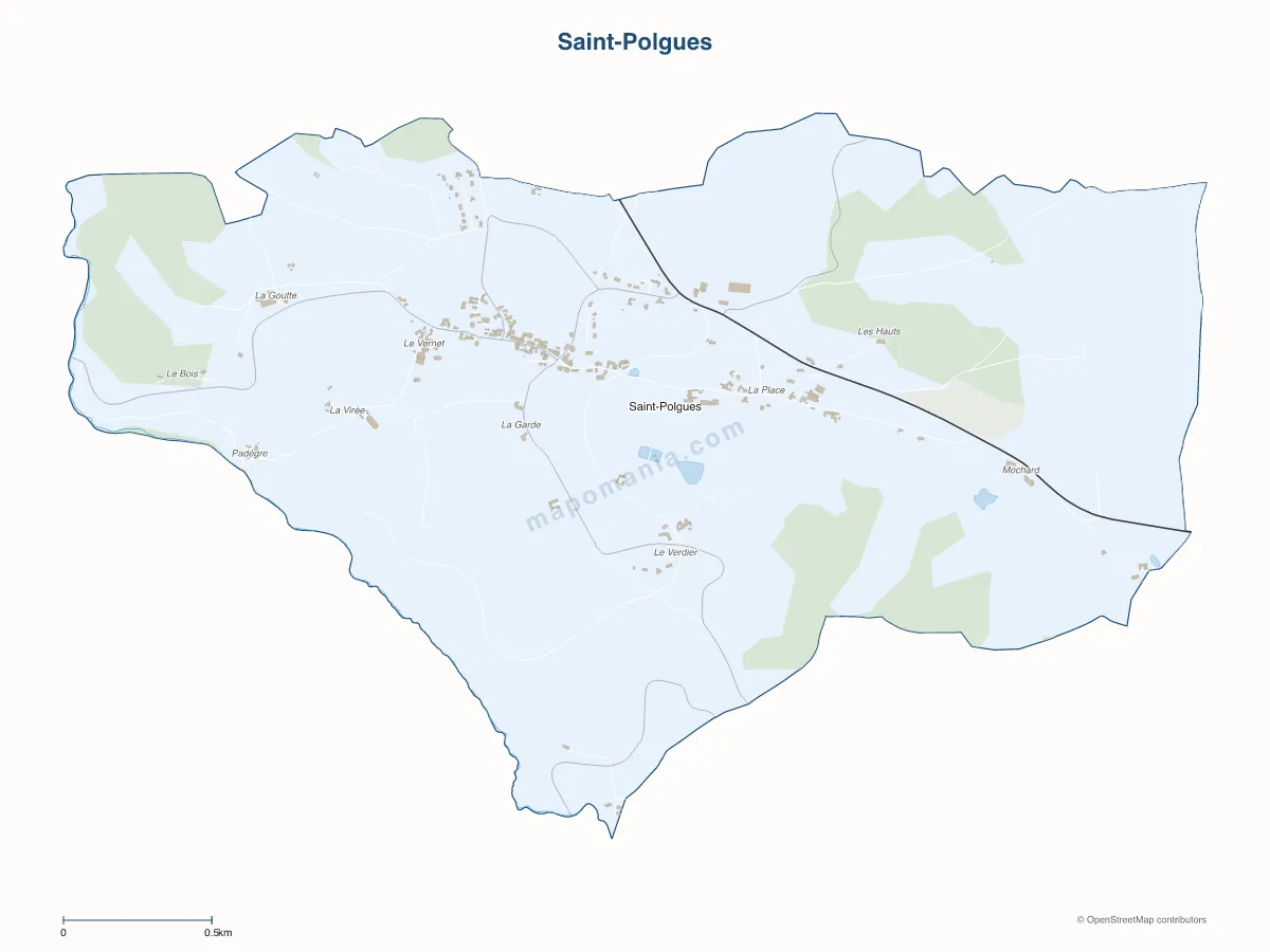 Carte de Saint-Polgues à personnaliser