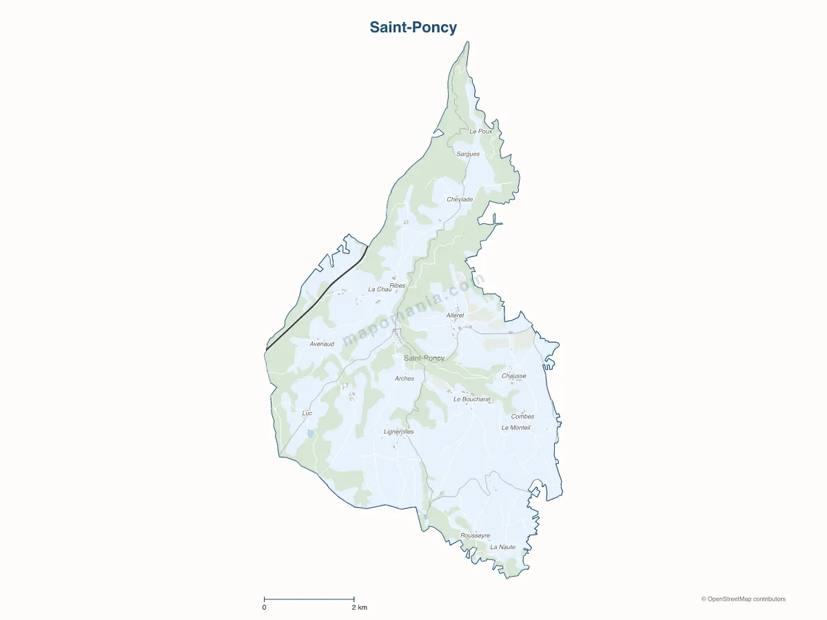 Carte de Saint-Poncy à personnaliser