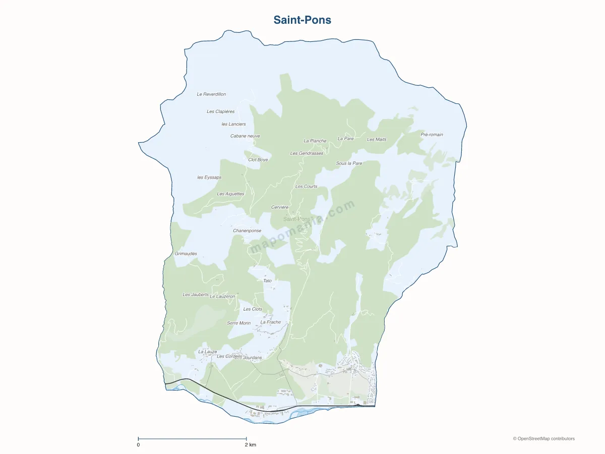 Carte de Saint-Pons à personnaliser