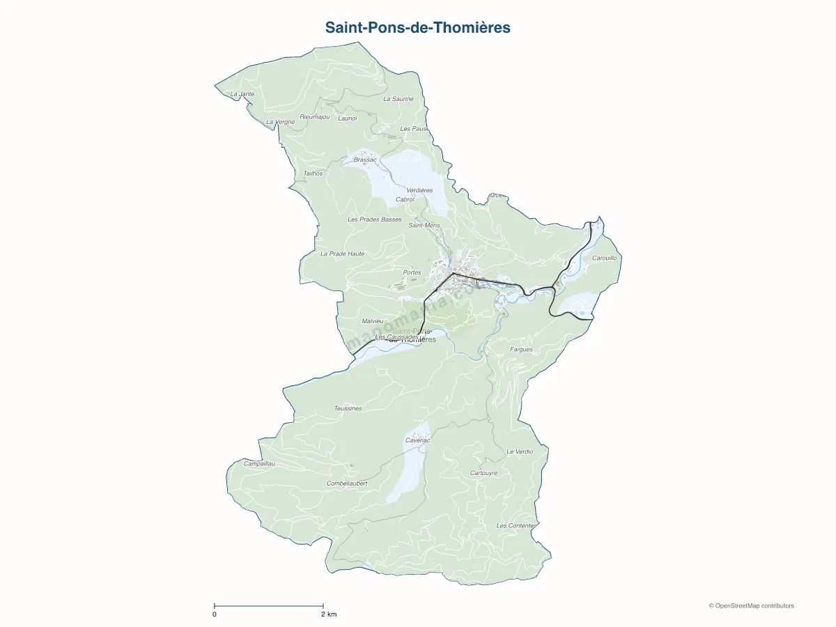 Carte de Saint-Pons-de-Thomières à personnaliser