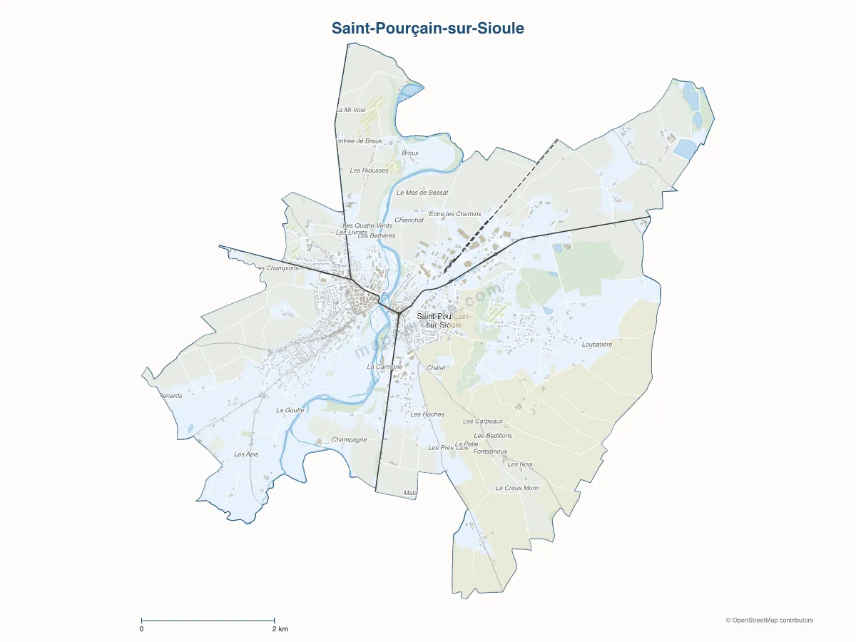 Carte de Saint-Pourçain-sur-Sioule à personnaliser