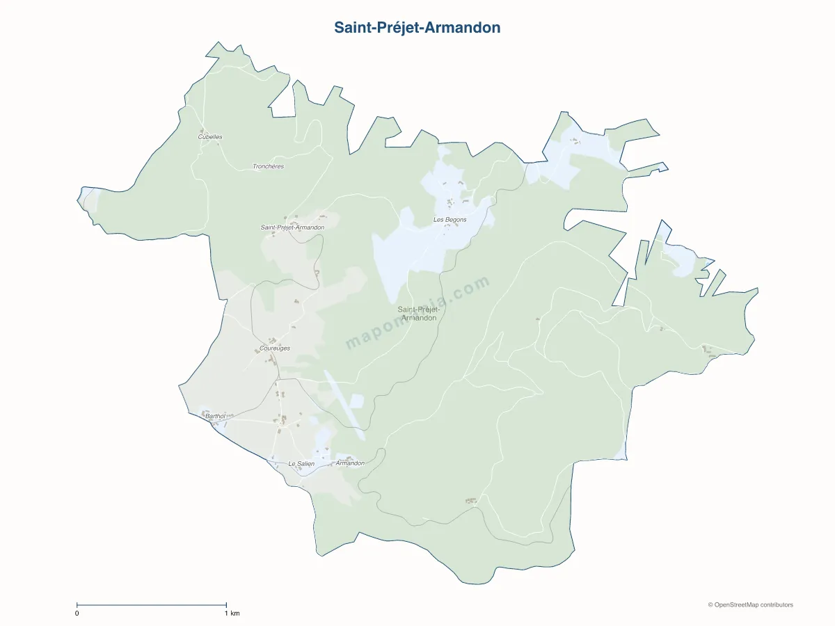 Carte de Saint-Préjet-Armandon à personnaliser