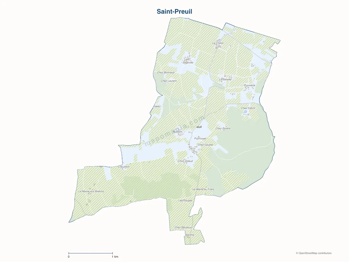 Carte de Saint-Preuil à personnaliser