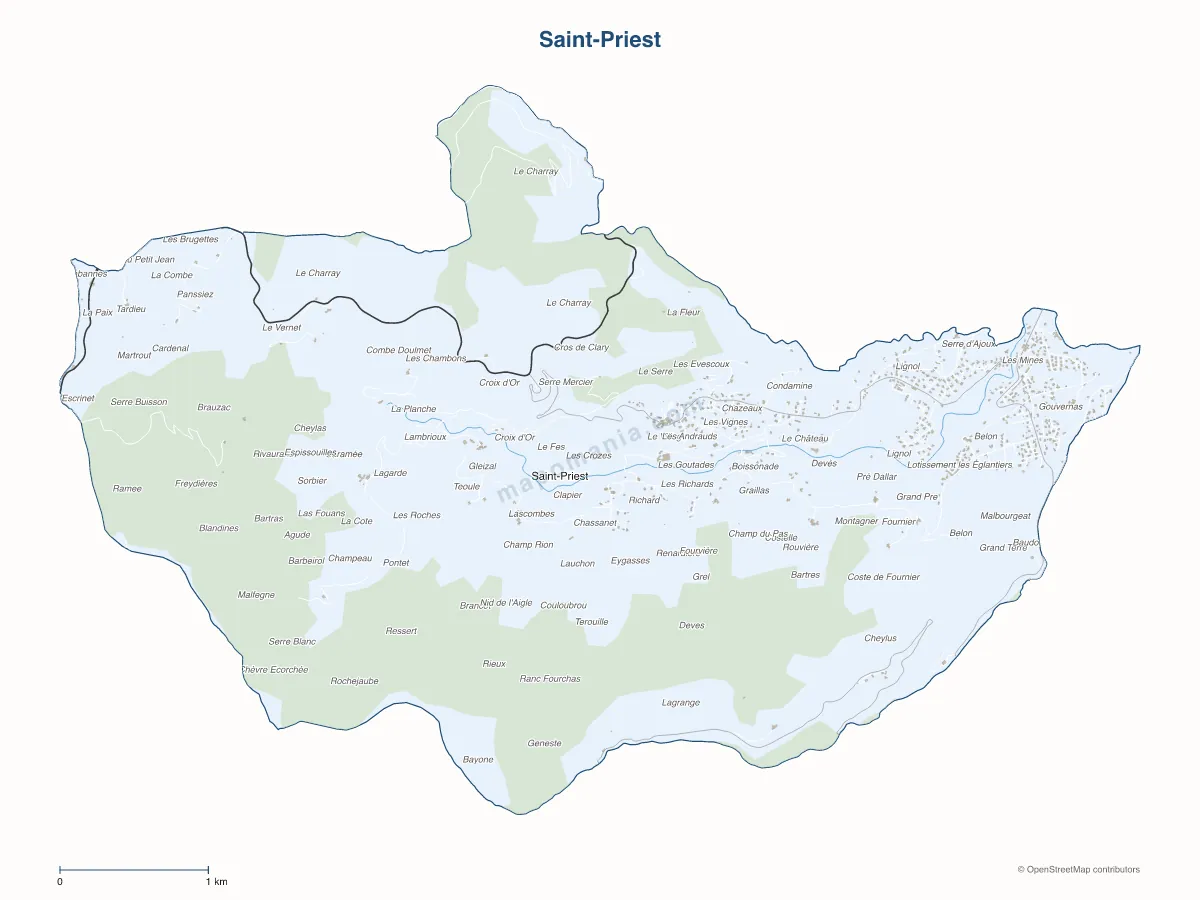 Carte de Saint-Priest à personnaliser