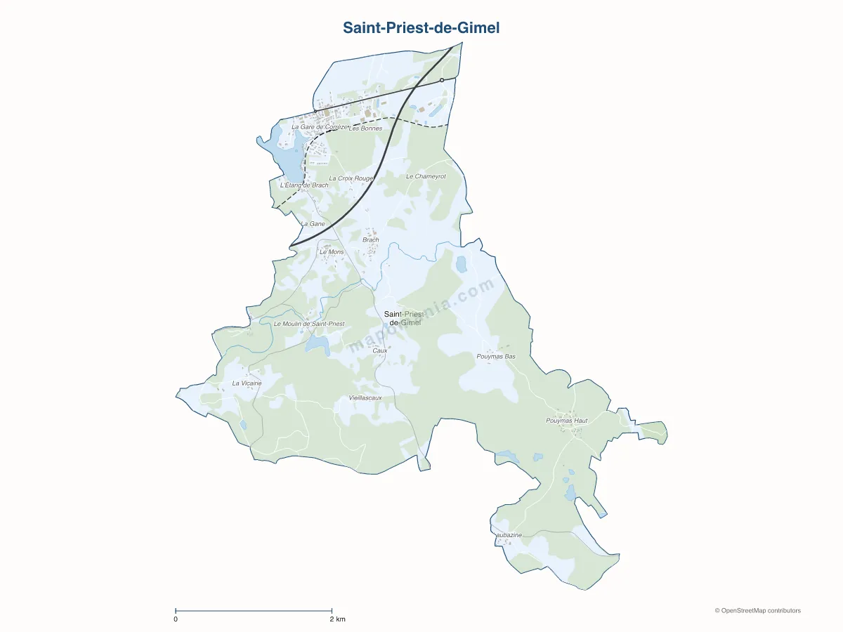 Carte de Saint-Priest-de-Gimel à personnaliser