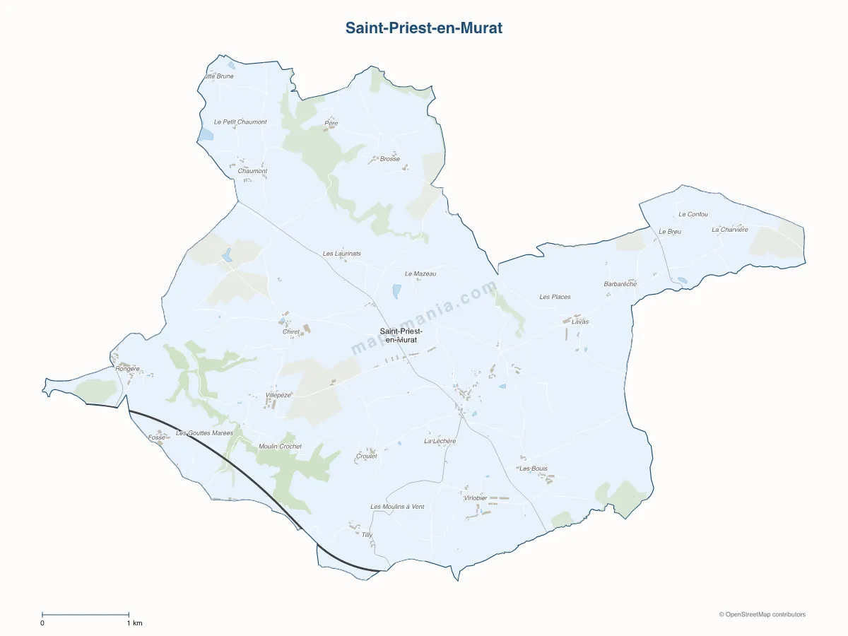 Carte de Saint-Priest-en-Murat à personnaliser