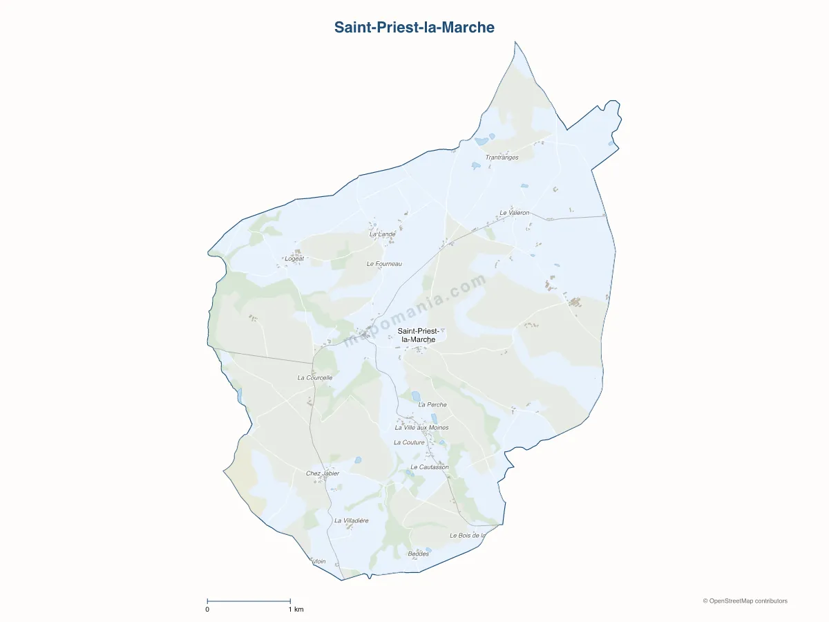 Carte de Saint-Priest-la-Marche à personnaliser