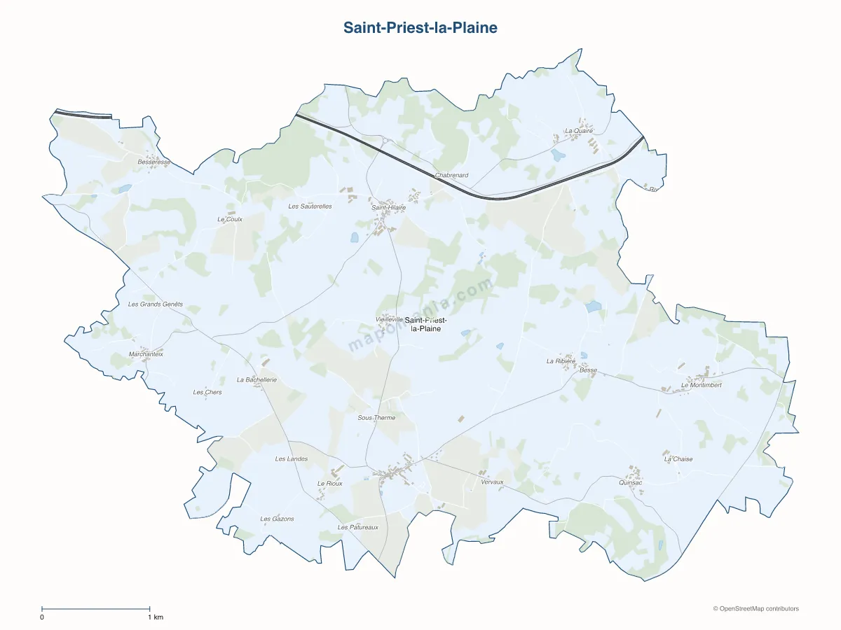Carte de Saint-Priest-la-Plaine à personnaliser