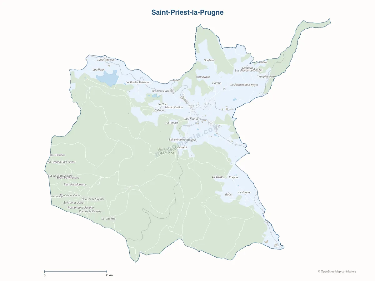 Carte de Saint-Priest-la-Prugne à personnaliser