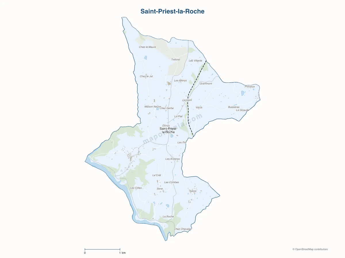 Carte de Saint-Priest-la-Roche à personnaliser