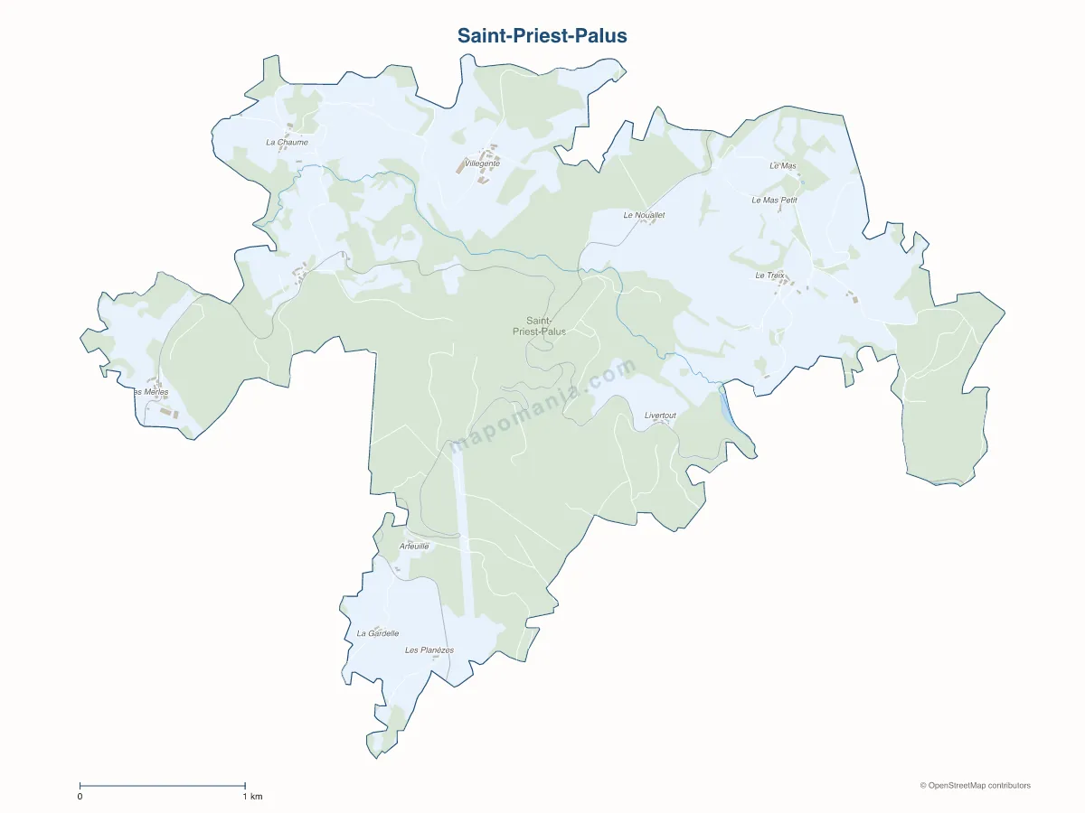 Carte de Saint-Priest-Palus à personnaliser