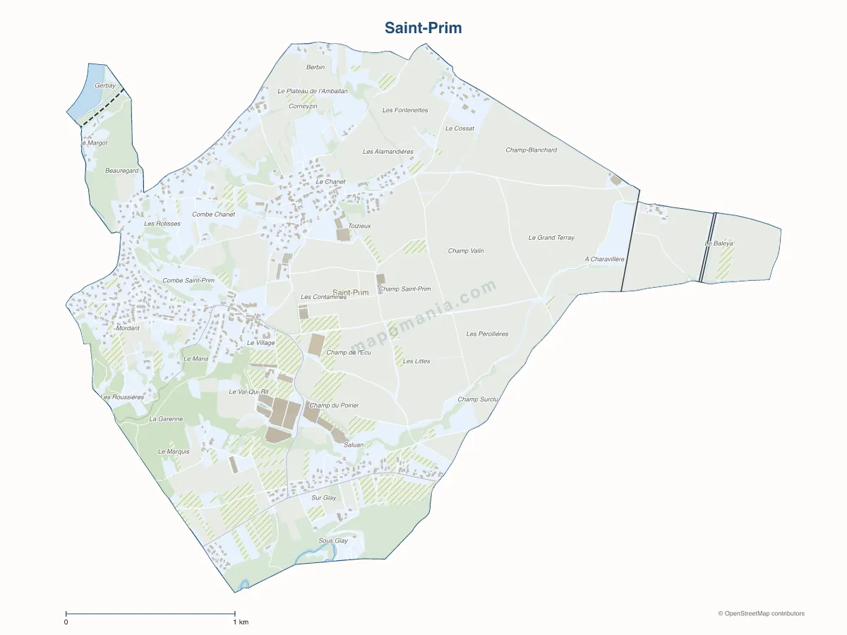 Carte de Saint-Prim à personnaliser