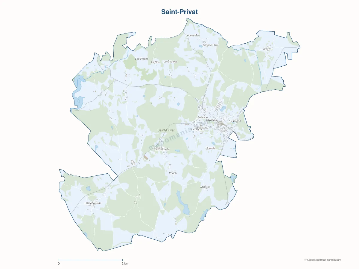 Carte de Saint-Privat à personnaliser