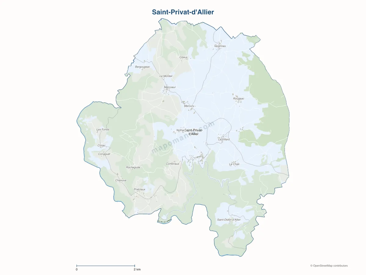 Carte de Saint-Privat-d'Allier à personnaliser