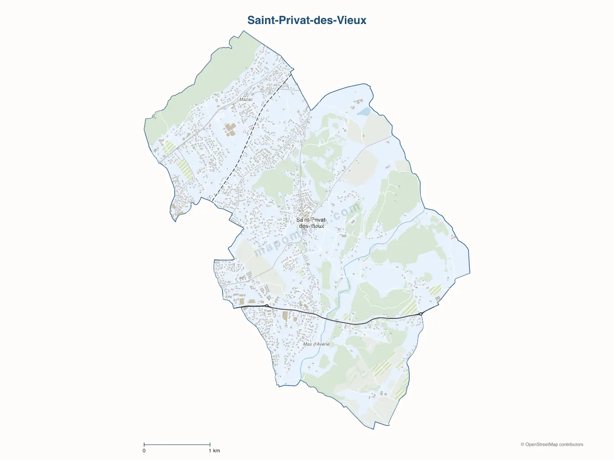 Carte de Saint-Privat-des-Vieux à personnaliser