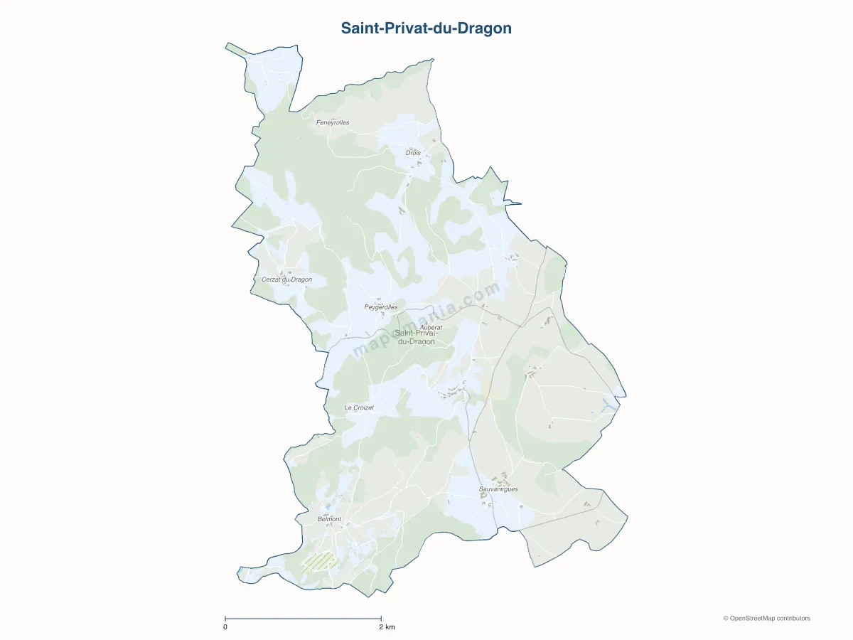 Carte de Saint-Privat-du-Dragon à personnaliser