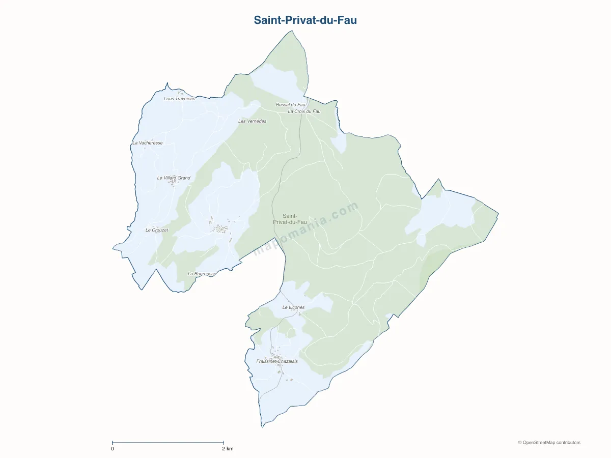 Carte de Saint-Privat-du-Fau à personnaliser