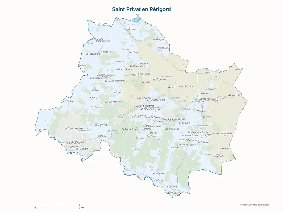 Carte de Saint Privat en Périgord à personnaliser