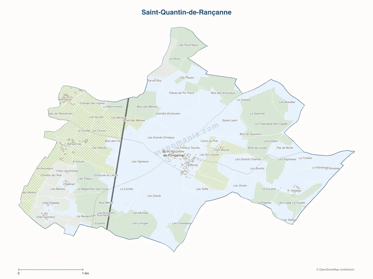 Carte de Saint-Quantin-de-Rançanne à personnaliser