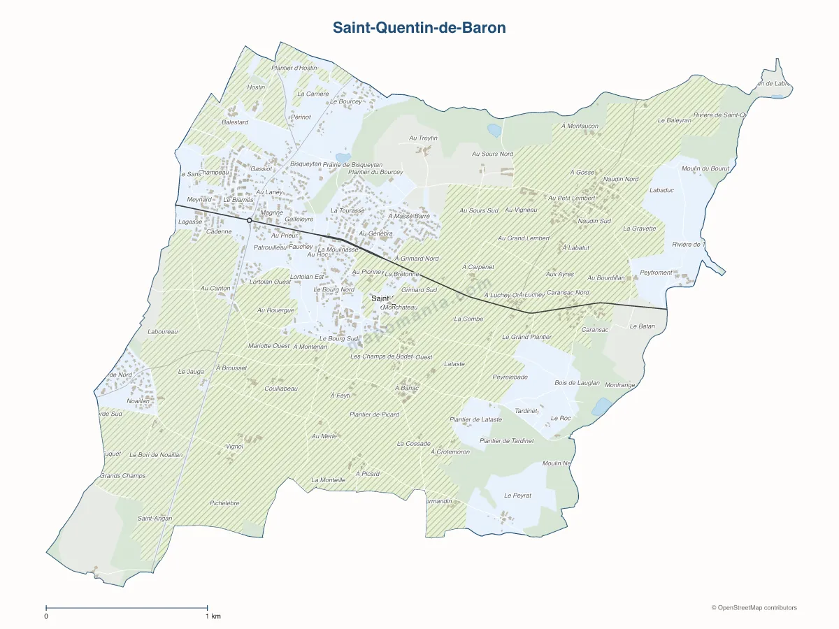 Carte de Saint-Quentin-de-Baron à personnaliser