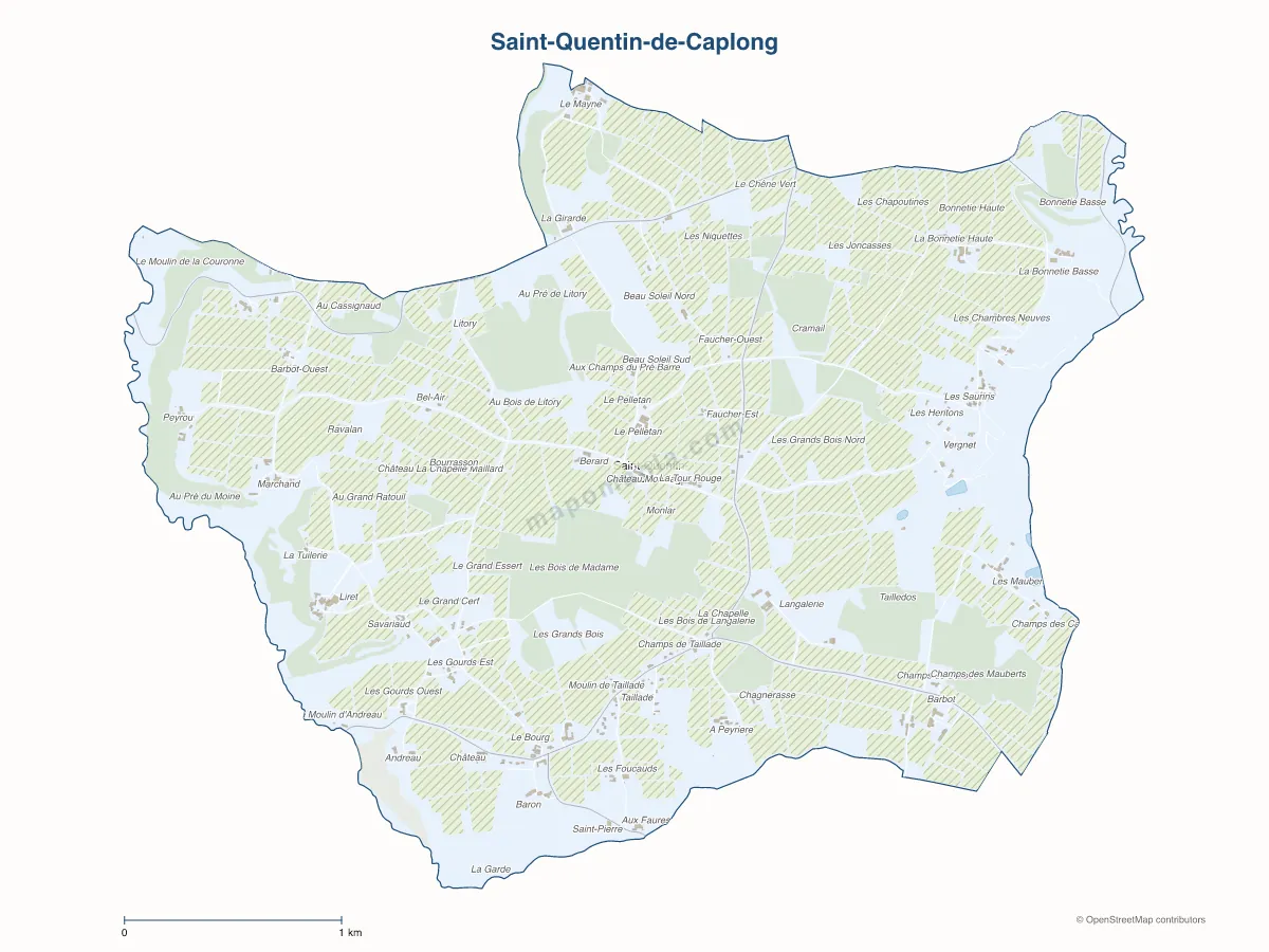 Carte de Saint-Quentin-de-Caplong à personnaliser