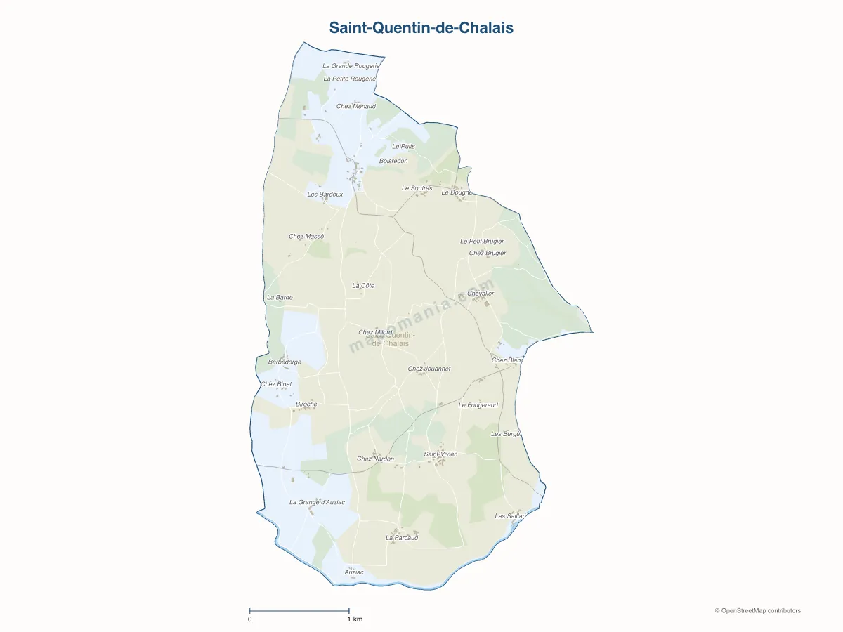 Carte de Saint-Quentin-de-Chalais à personnaliser