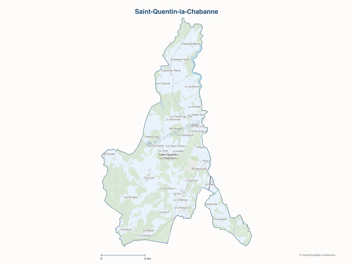 Carte de Saint-Quentin-la-Chabanne à personnaliser