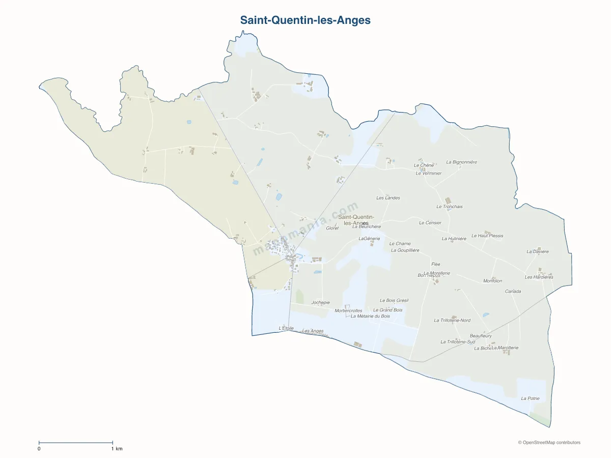 Carte de Saint-Quentin-les-Anges à personnaliser