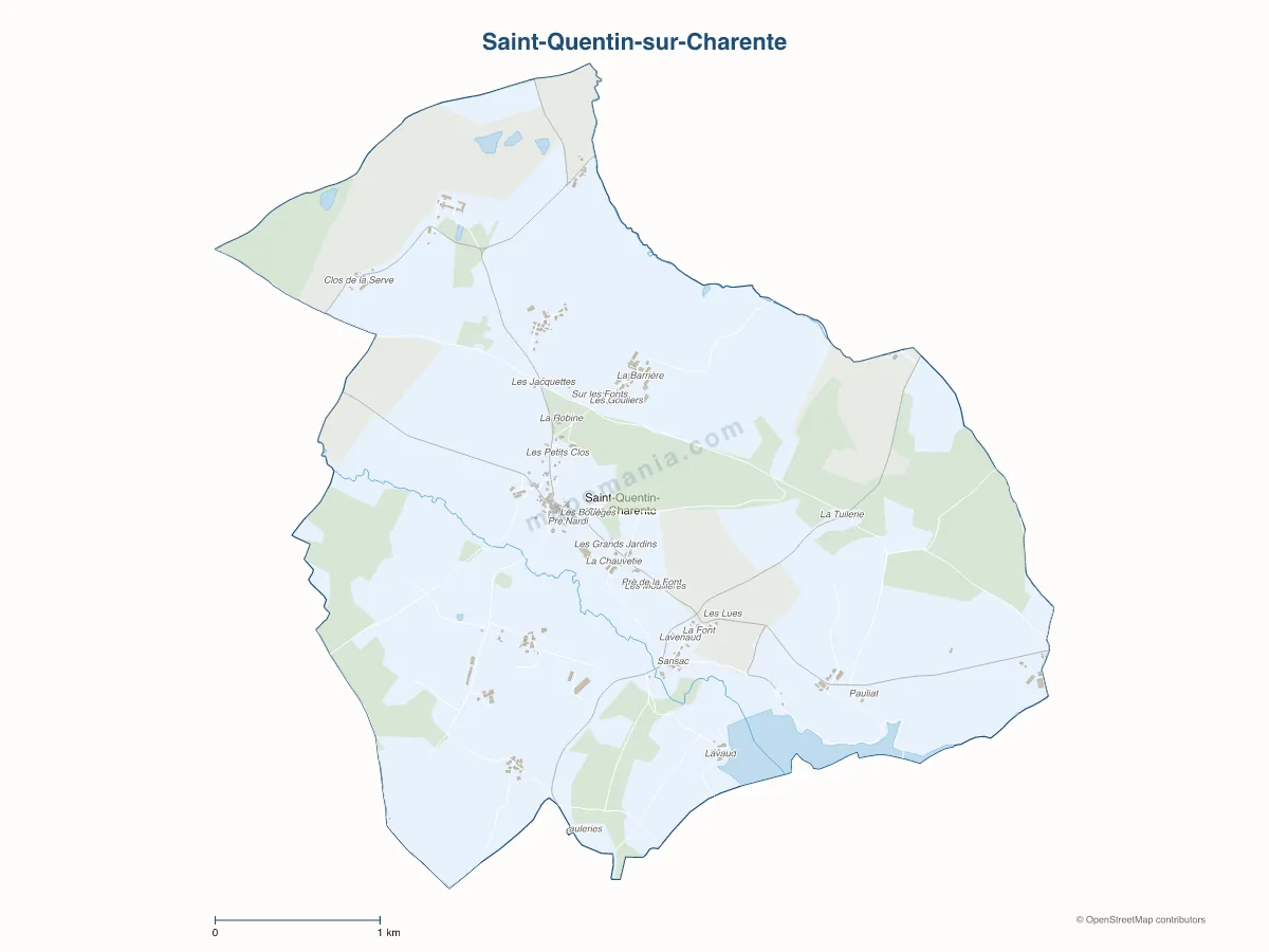 Carte de Saint-Quentin-sur-Charente à personnaliser