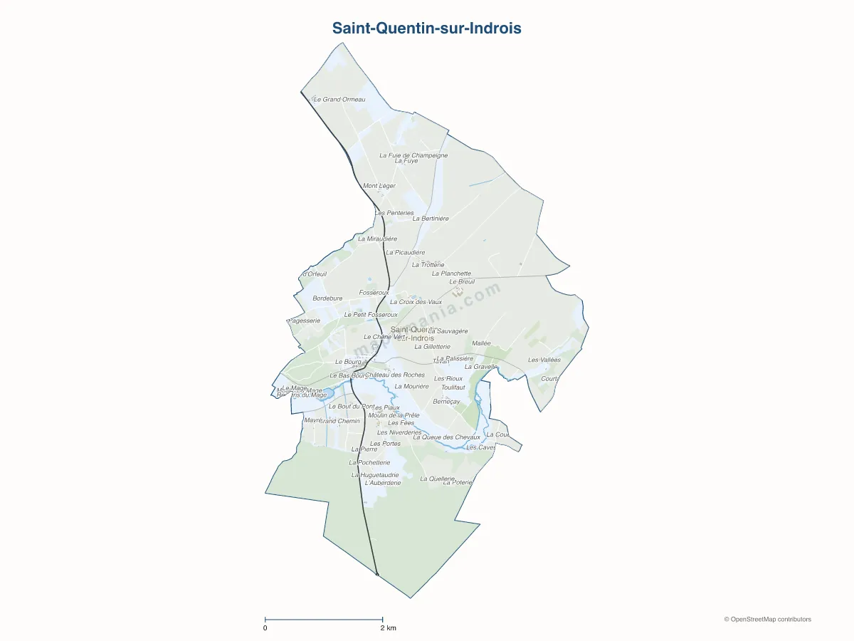 Carte de Saint-Quentin-sur-Indrois à personnaliser