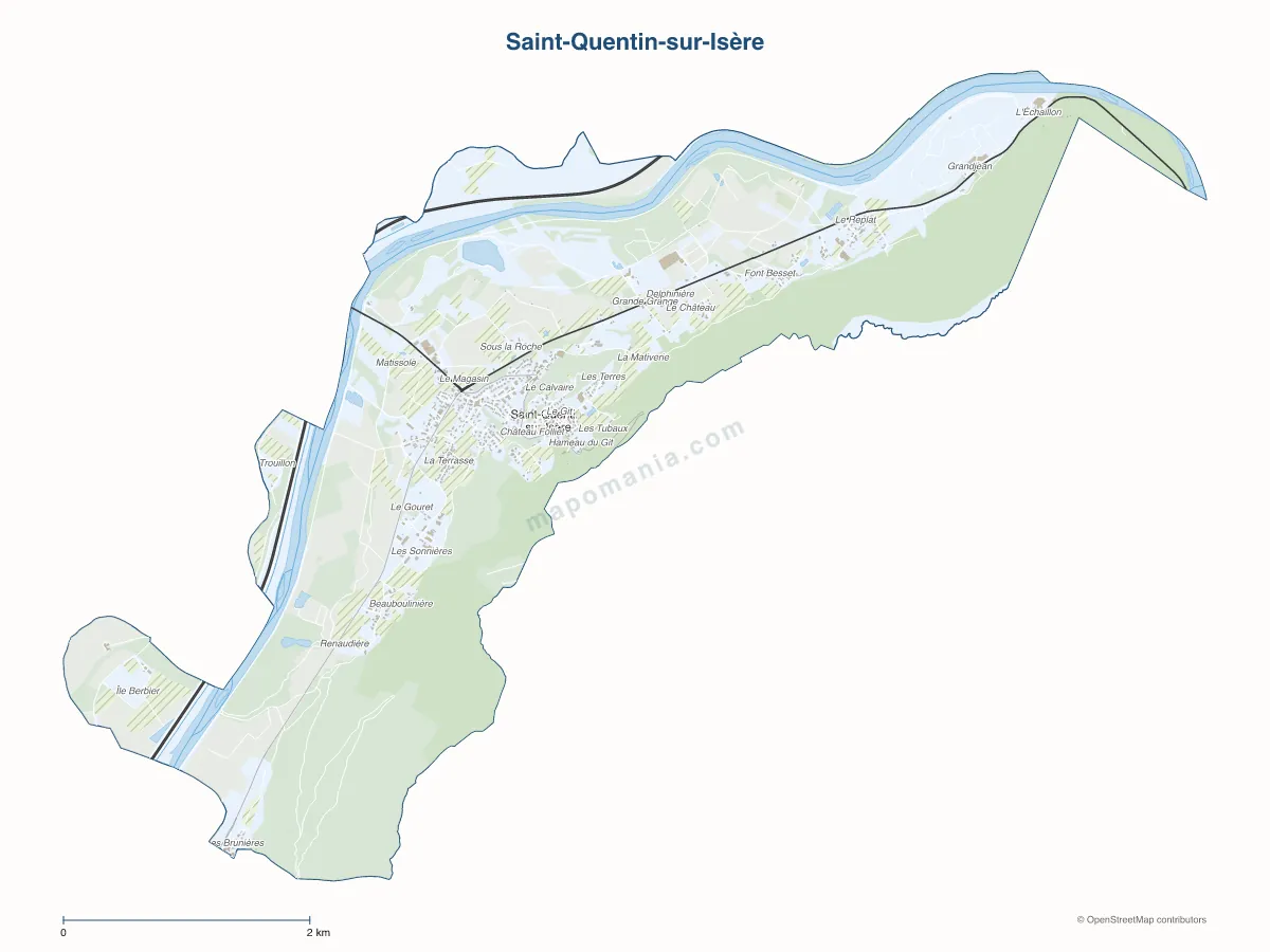 Carte de Saint-Quentin-sur-Isère à personnaliser