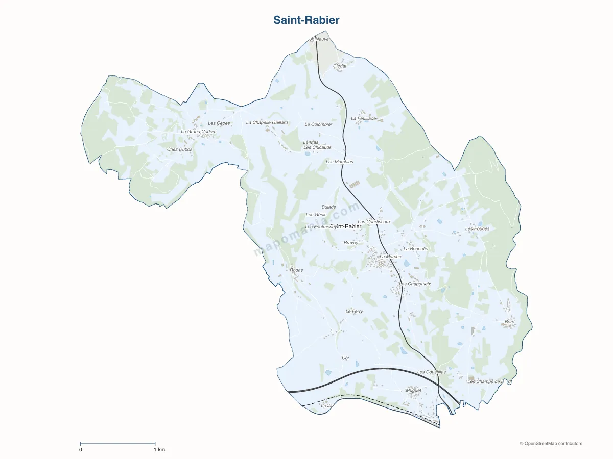 Carte de Saint-Rabier à personnaliser