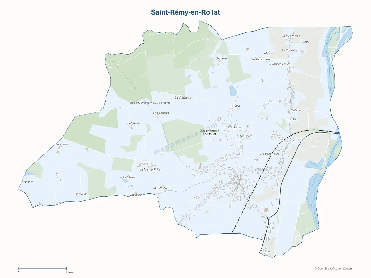 Carte de Saint-Rémy-en-Rollat à personnaliser