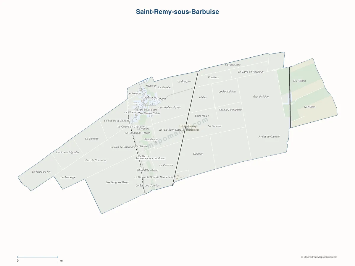 Carte de Saint-Remy-sous-Barbuise à personnaliser