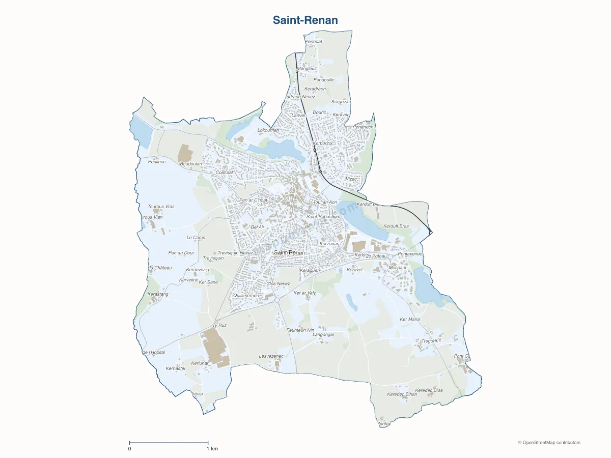 Carte de Saint-Renan à personnaliser