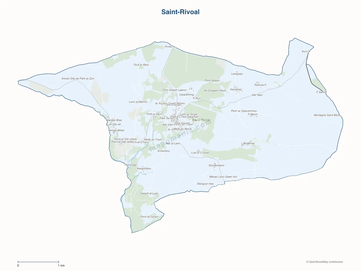 Carte de Saint-Rivoal à personnaliser